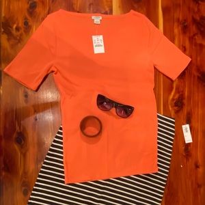 J Crew elbow sleeve t-shirt coral sz small